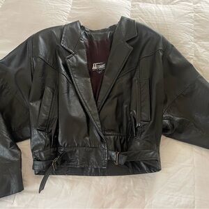 Retro Black Leather Jacket made in Argentina